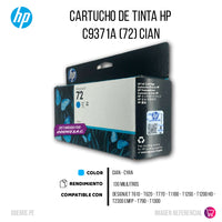 Tinta HP 72 Cian C9371A 130ml T610, T620 Original