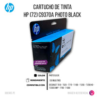 Tinta HP 72 Negro C9370A 130ml T610, T620 Original