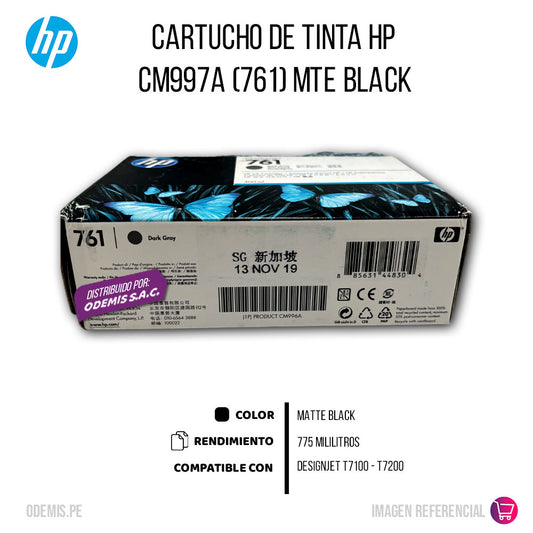 Tinta HP 761 Negro mate CM997A T7100, T7200 Original