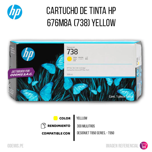 Tinta HP 738 Yellow 676M8A 300ml T850, T950 Original