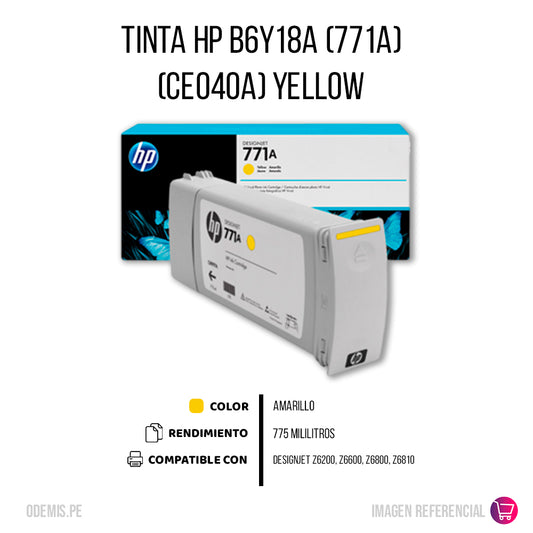 Tinta HP 771A Yellow B6Y18A 775ml Z6200, Z6600 Original