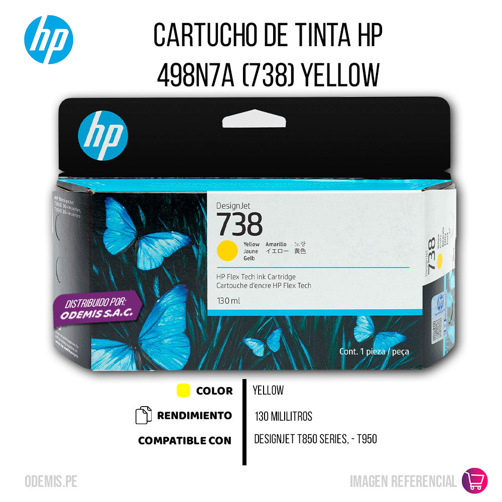 Tinta HP 738 Yellow 498N7A 130ml T850, T950 Series Original