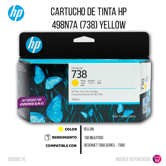 Tinta HP 738 Yellow 498N7A 130ml T850, T950 Series Original