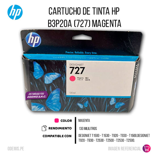 Tinta HP 727A Magenta B3P20A 130ml T1500 Original