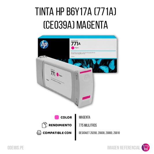 Tinta HP 771A Magenta B6Y17A 775ml Z6600 Original