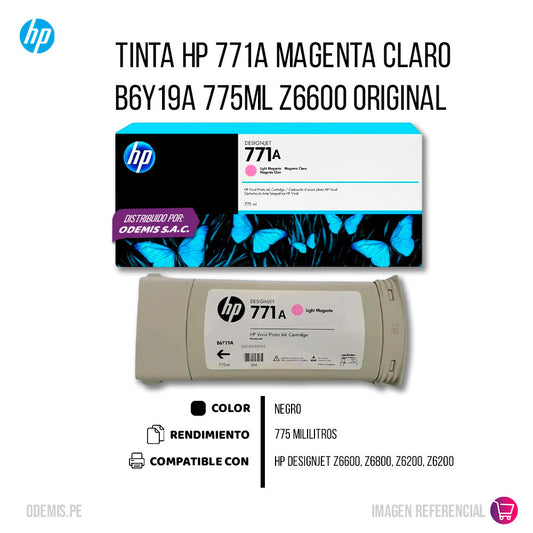 Tinta HP 771A Magenta Claro B6Y19A 775ml Z6600 Original