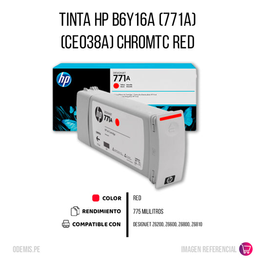 Tinta HP 771A Chromatic Red B6Y16A 775ml Z6200, Z6600 Original