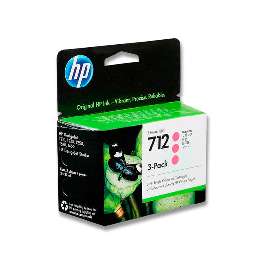 Pack De 3 Tintas HP 712 Magenta 3ED78A 29ml T650 Original