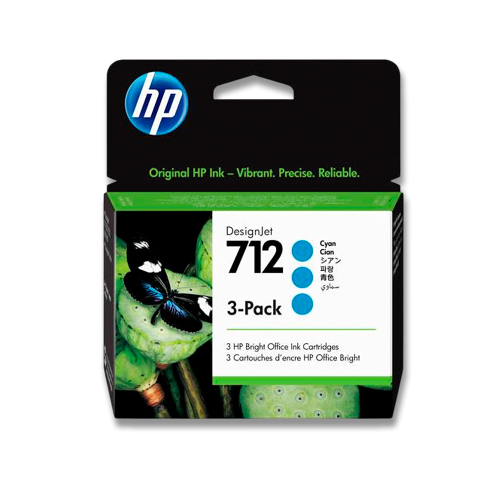 Pack de 3 Tintas Hp 712A Cian 3ED77A 29ml T650 Original