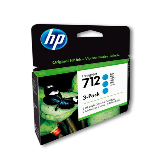 Pack de 3 Tintas Hp 712A Cian 3ED77A 29ml T650 Original