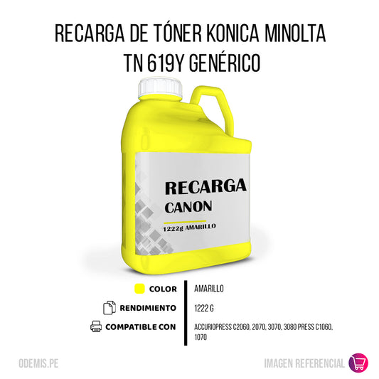 Recarga de Toner Konica Minolta TN 619Y Yellow 1222g Compatible