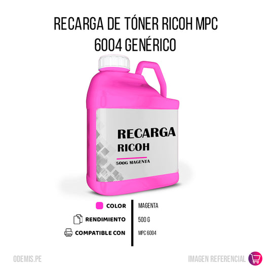 Recarga de Toner Ricoh MPC 6004 Magenta 500g Compatible