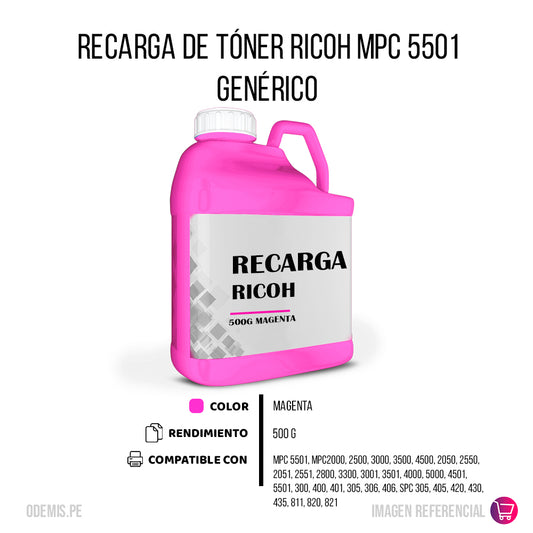 Recarga de Toner Ricoh MPC 5501 Magenta 500g Compatible