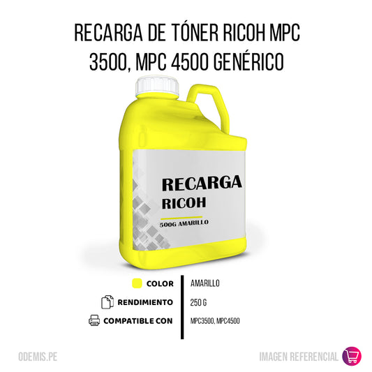 Recarga de Toner Ricoh MPC 3500, MPC 4500 Yellow 500g Compatible