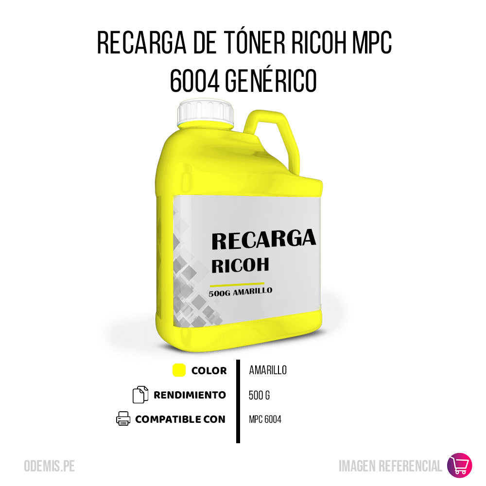 Recarga de Toner Ricoh MPC 6004 Yellow 500g Compatible