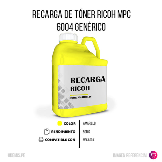 Recarga de Toner Ricoh MPC 6004 Yellow 500g Compatible