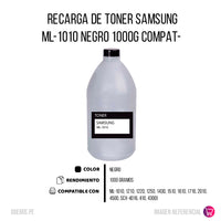 Recarga de Toner Samsung ML-1010 Negro 1000g Compatible