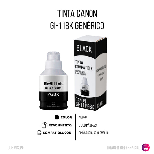 Tinta Canon GI-11BK Negro 135ml G2160, G3160 Compatible