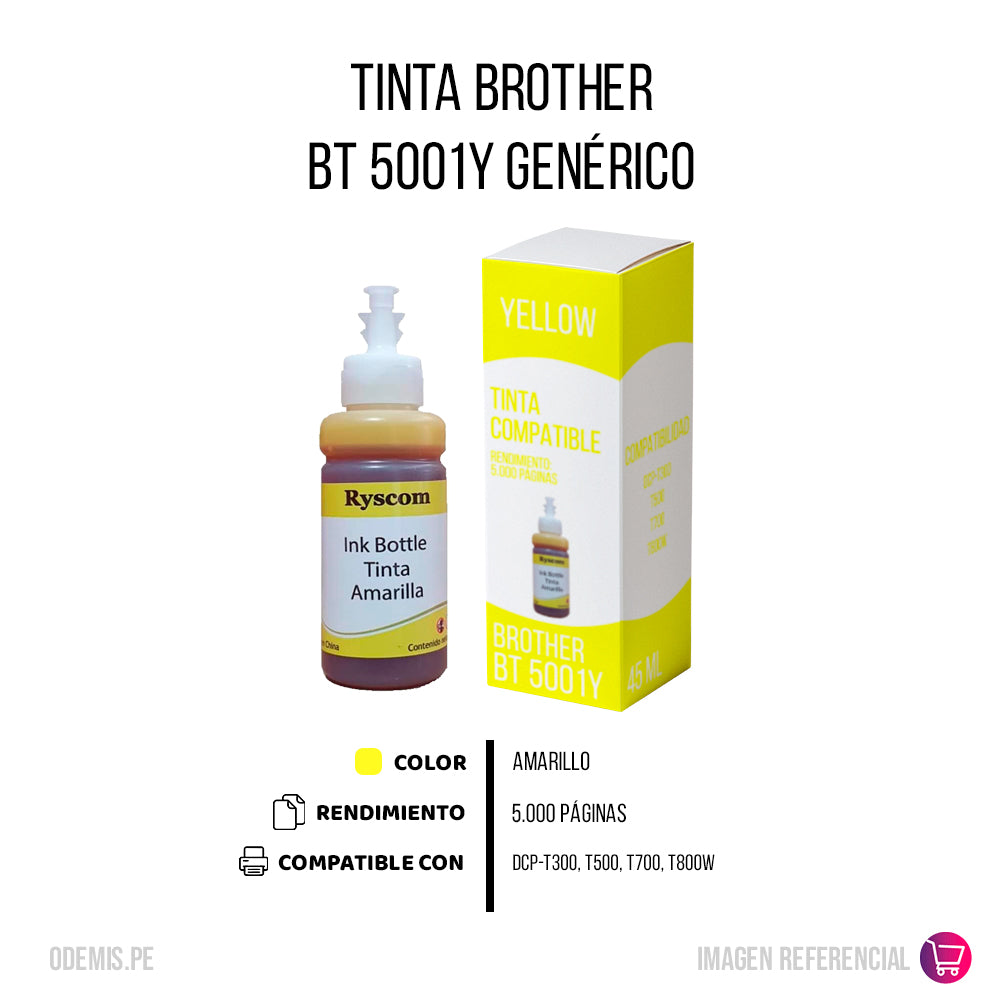 Tinta Brother BT 5001Y Yellow 5.000 Pág. DCP-T300 Compatible