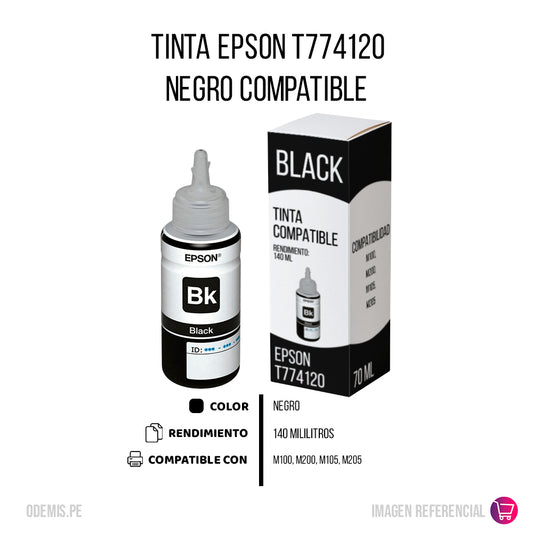 Tinta Epson T774120 Negro 140ml M100, M200 Compatible