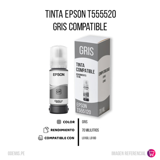 Tinta Epson T555520 Gris 70 ml L8160, L8180 Compatible