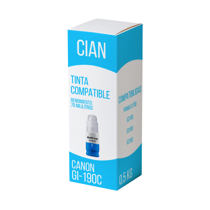 Tinta Canon GI-190C Cian 70ml G1100, G2100 Compatible