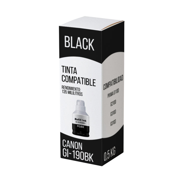 Tinta Canon GI-190BK Negro 135ml G3100, G2110 Compatible