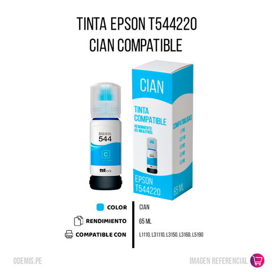 Tinta Epson T544220 Cian 65ml L5190, L3210 Compatible