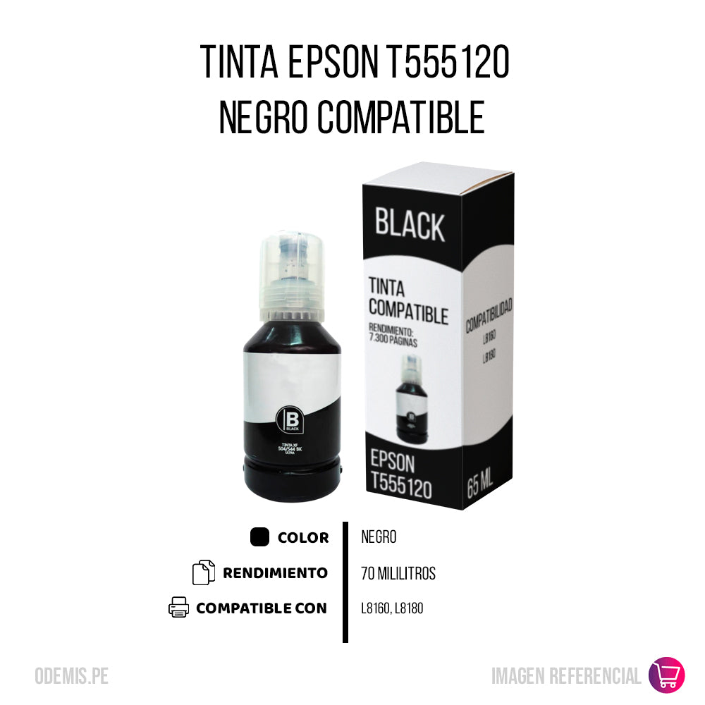 Tinta Epson T555120 Negro Photo 70ml L8160, L8180 Compatible