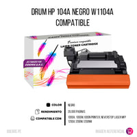 Drum HP 104A Negro W1104A 20.000 Pág. 1000a, 1200a Compatible