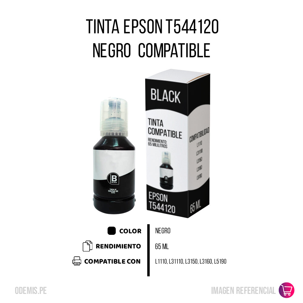 Tinta Epson T544120 Negro 65ml L3250, L5290 Compatible