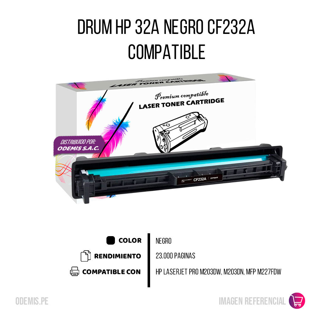 Drum HP 32A Negro CF232A 23000 Pág. M203, MFP M227 Compatible