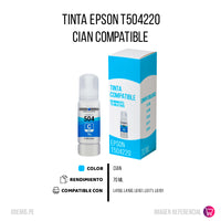 Tinta Epson T504220 Cian 70ml L4150, L4160 Compatible