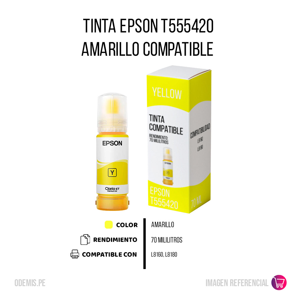 Tinta Epson T555420 Yellow 70 ml L8160, L8180 Compatible