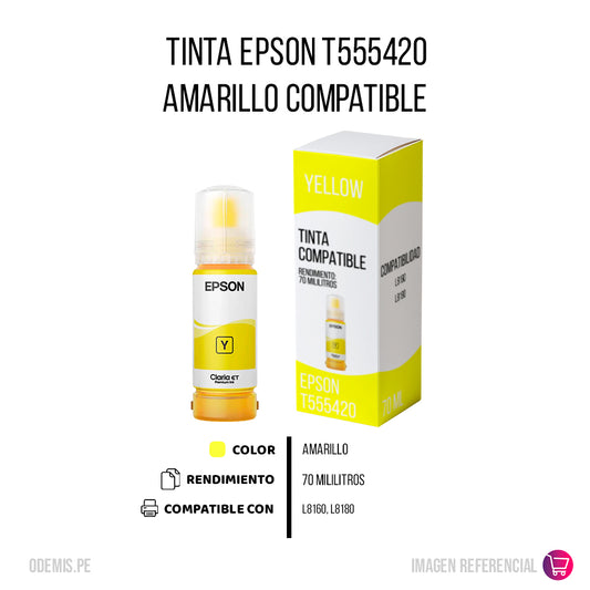 Tinta Epson T555420 Yellow 70 ml L8160, L8180 Compatible