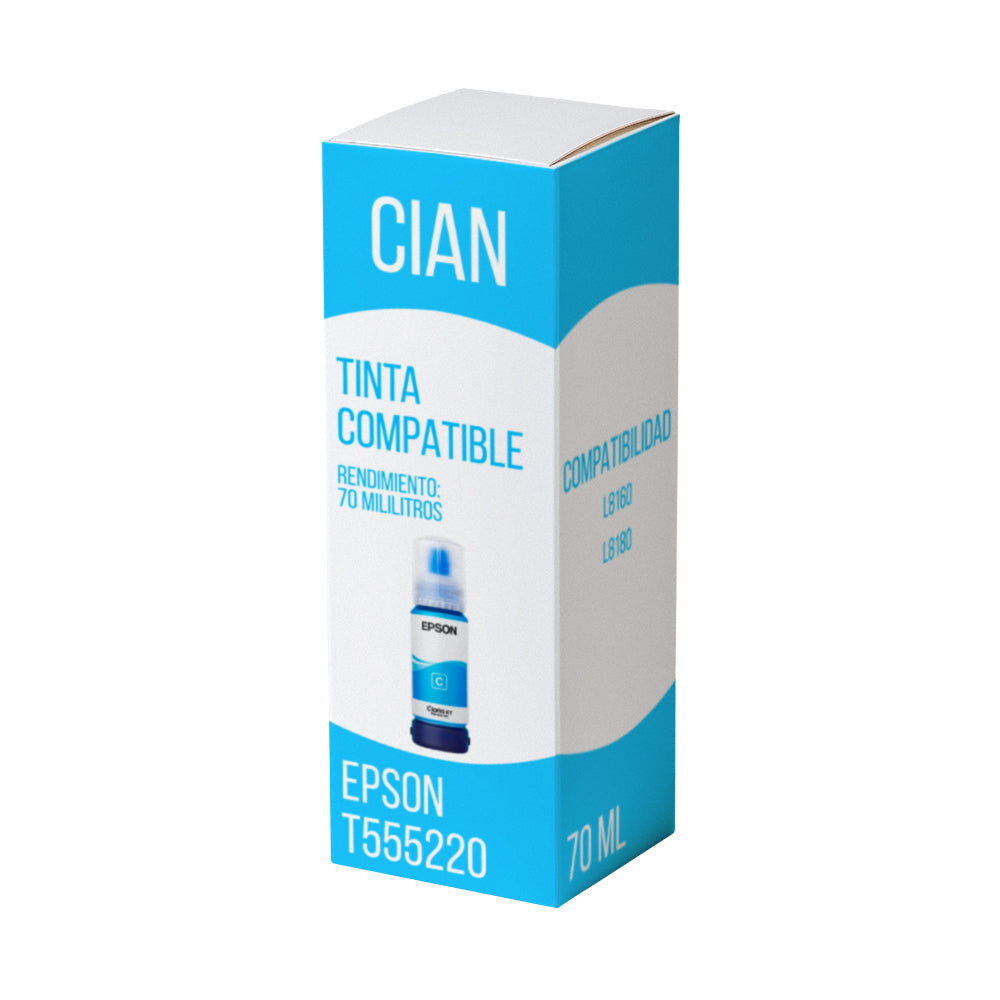 Tinta Epson T555220 Cian 70 ml L8160, L8180 Compatible