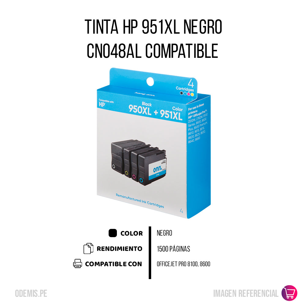 Tinta HP 951XL Yellow CN048AL 1.5K Pág. 8100 Compatible