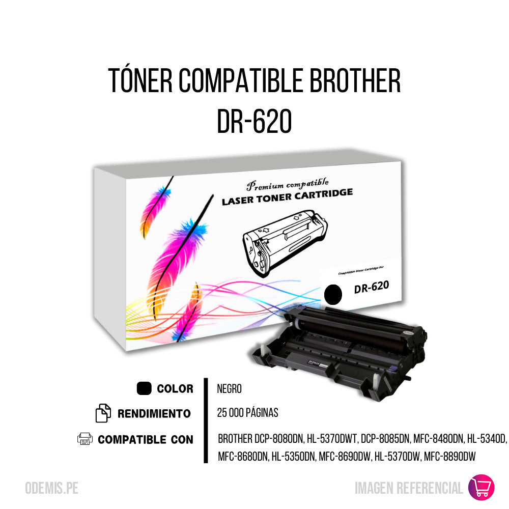 Toner Brother DR-620 Negro 25K Pág. 5340DN Compatible