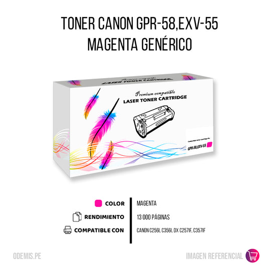 Toner Canon GPR-58, EXV-55 Magenta 18K Pág. C256i Compatible