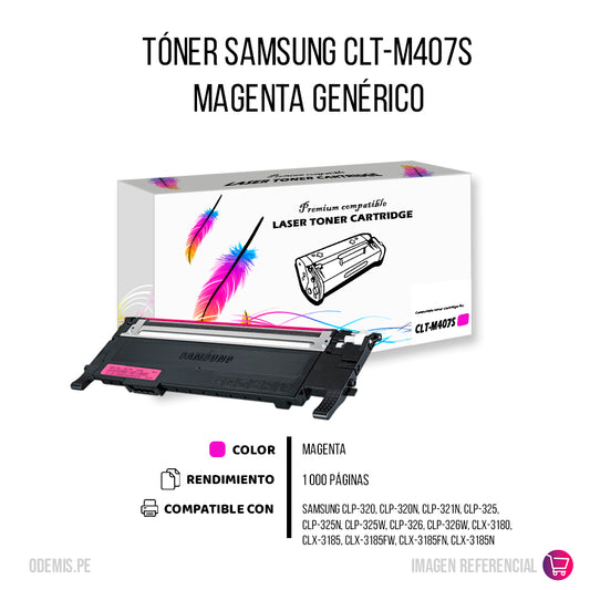 Toner Samsung CLT-M407S Magenta 1000 Pág. CLP-320 Compatible