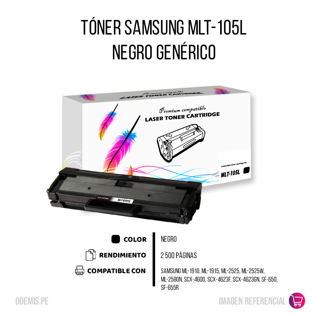 Toner Samsung MLT-105L Negro 2500 Pág. ML-1910 Compatible