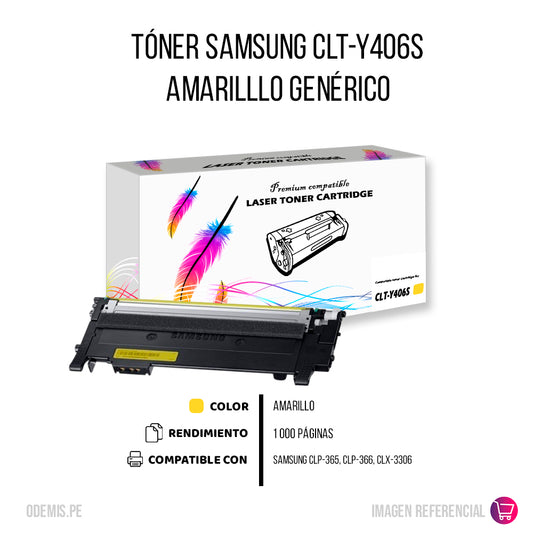Toner Samsung CLT-Y406S Yellow 1,000 Pág. CLP-360 Compatible