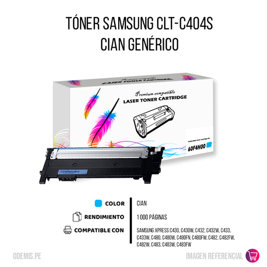 Toner Samsung CLT-C404S Cian 1000 Pág. C430W Compatible