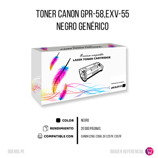 Toner Canon GPR-58, EXV-55 Negro 23K Pág. C256i Compatible