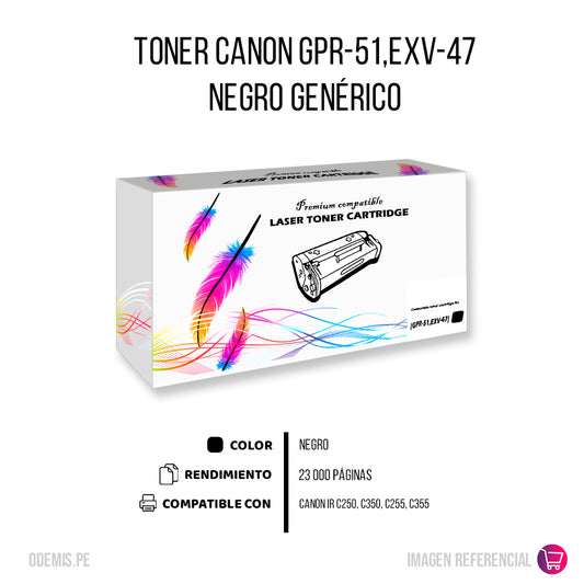 Toner Canon GPR-51, EXV-47 Negro 19K Pág. C250IF Compatible