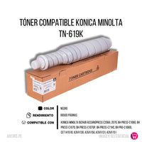 Toner Konica Minolta TN-619K Negro 66.5K C3080P Compatible