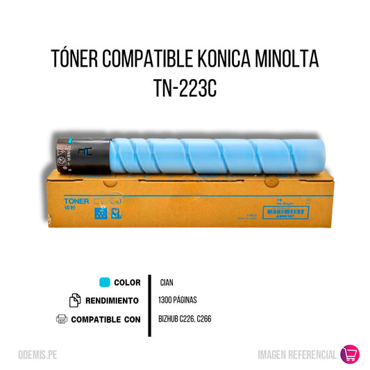 Toner Konica Minolta TN-223C Cian 1.3K Pág. C226 Compatible