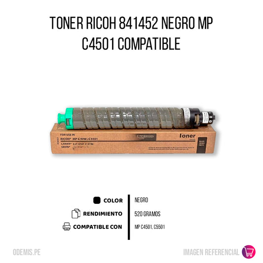 Toner Ricoh 841452 Negro 520g MP C4501, C5501 Compatible