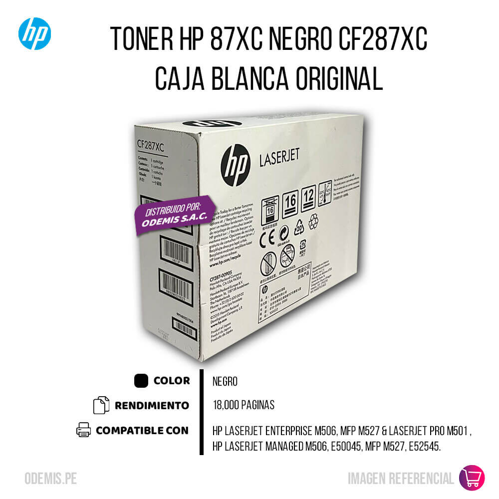 Toner HP 87XC CF287XC 18.000 pag, M527,M506, M501 Original