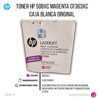 Toner HP 508XC CF363XC Magenta M552dn, M553dn 9,500 pag, Original